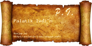 Palatik Iván névjegykártya